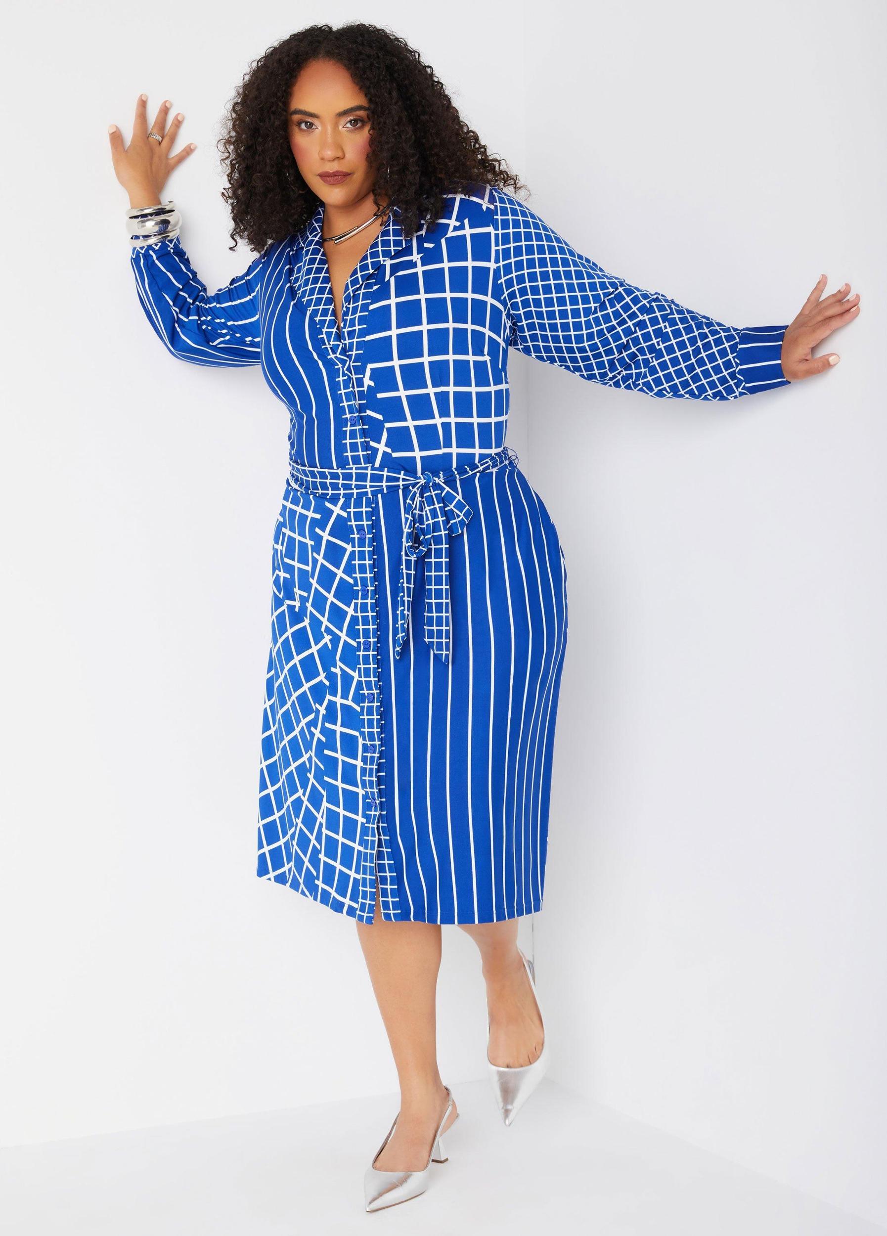 Printed Belted Shirtdress Product Image