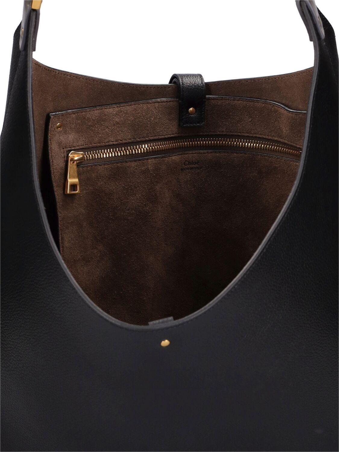 CHLOÉ Small Marcie Leather Tote Bag In Black Product Image