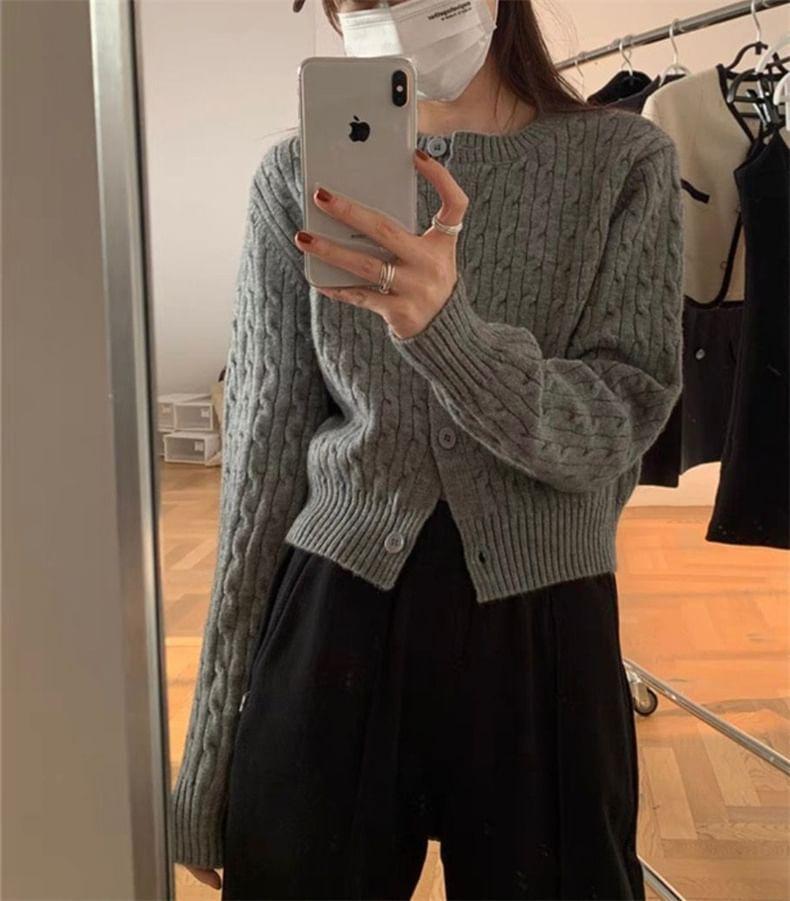 Plain Button-Up Cardigan Product Image