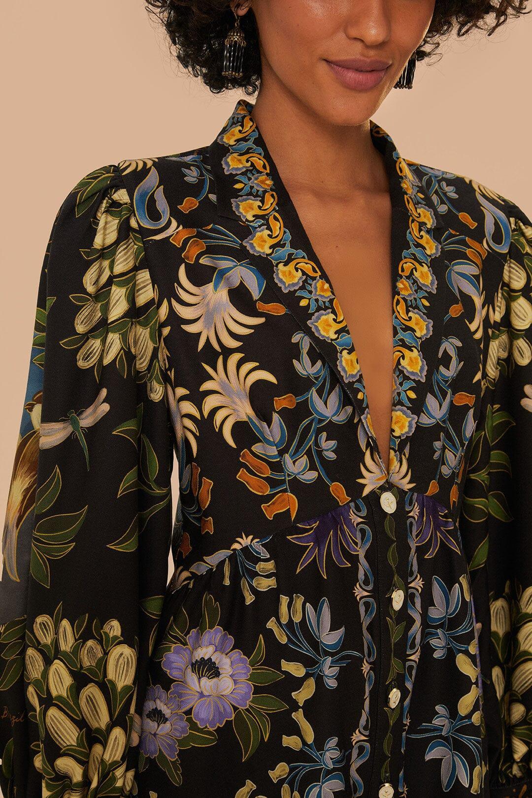 Black Winter Garden Mini Dress Long Sleeves, WINTER GARDEN BLACK / M Product Image