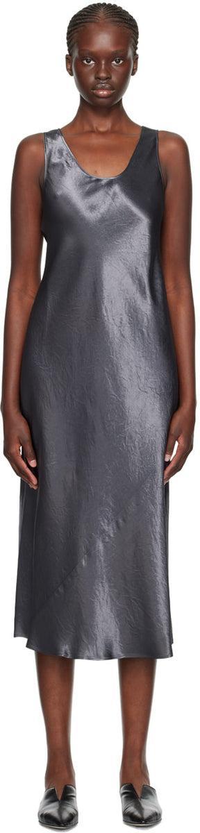 Max Mara Talete Dark Grey Satin Dress Product Image
