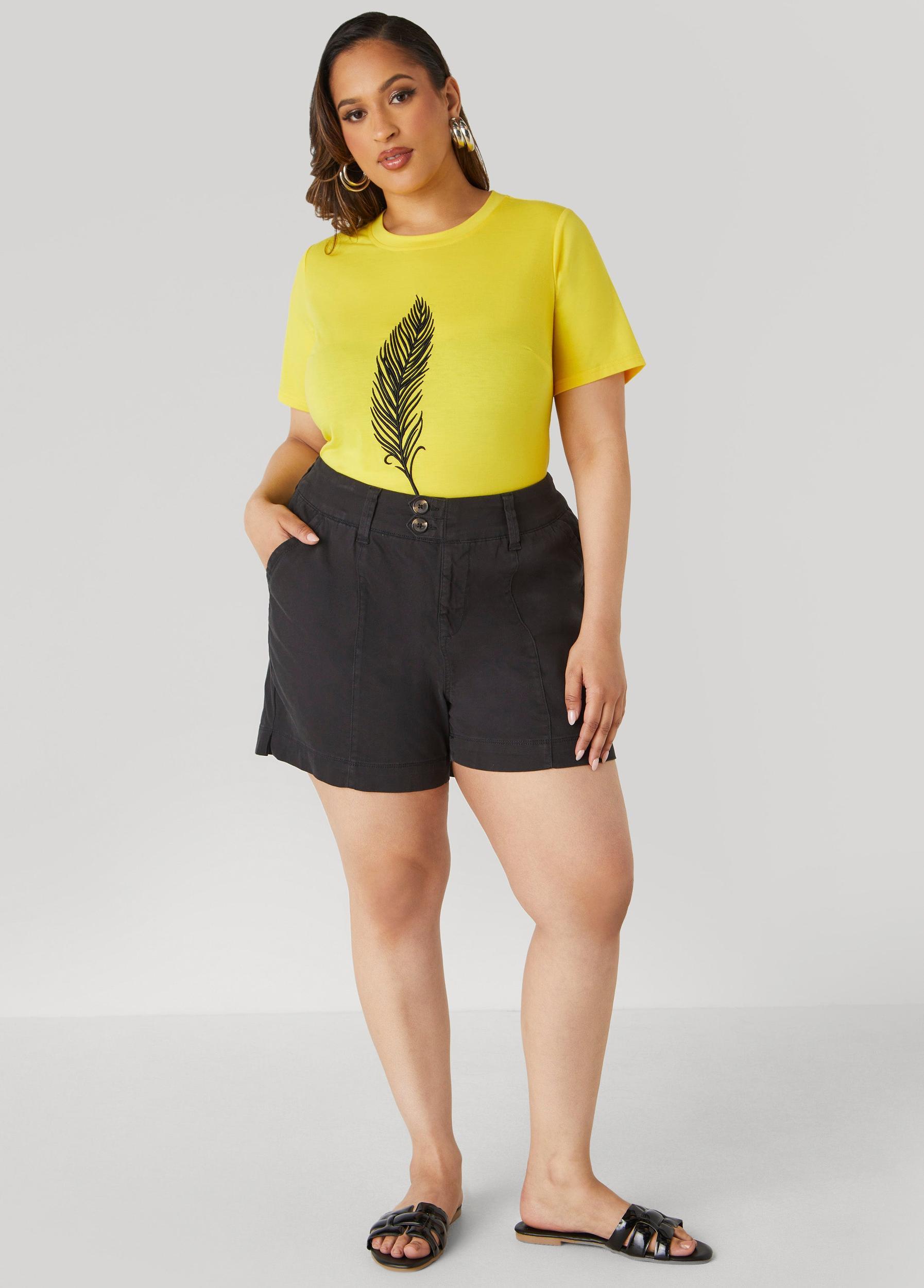 Button Front Denim Shorts Product Image