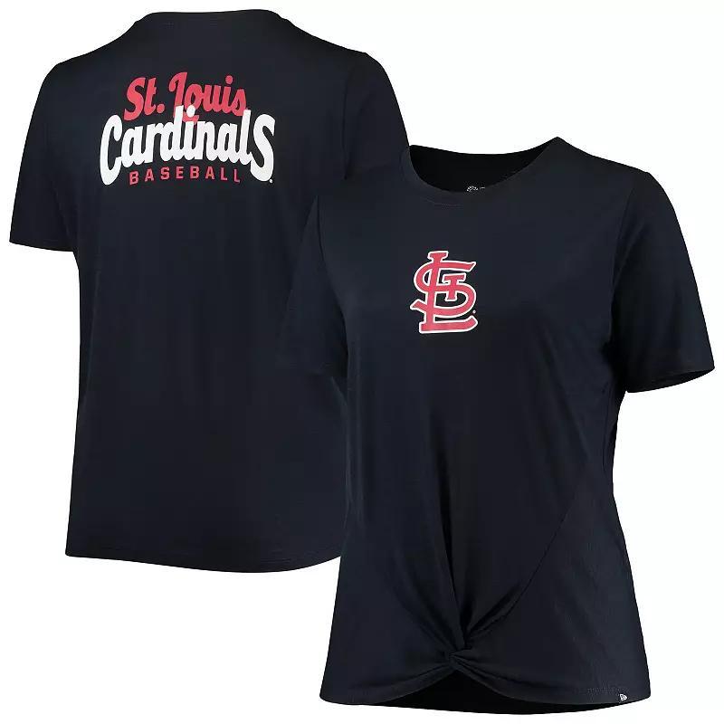 Women's New Era Navy St. Louis Cardinals Plus Size 2-Hit Front Knot T-Shirt, Size: 1XL, Blue Product Image