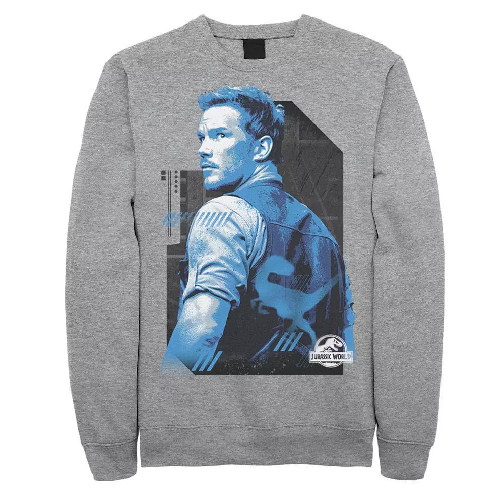 Men's Jurassic World Owen Blue Tone Portrait Sweatshirt, Size: Large, Athletic Grey Product Image