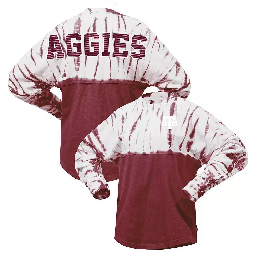 Women's Maroon Texas A&M Aggies Tie-Dye Long Sleeve Jersey T-Shirt, Size: XS, Red Product Image