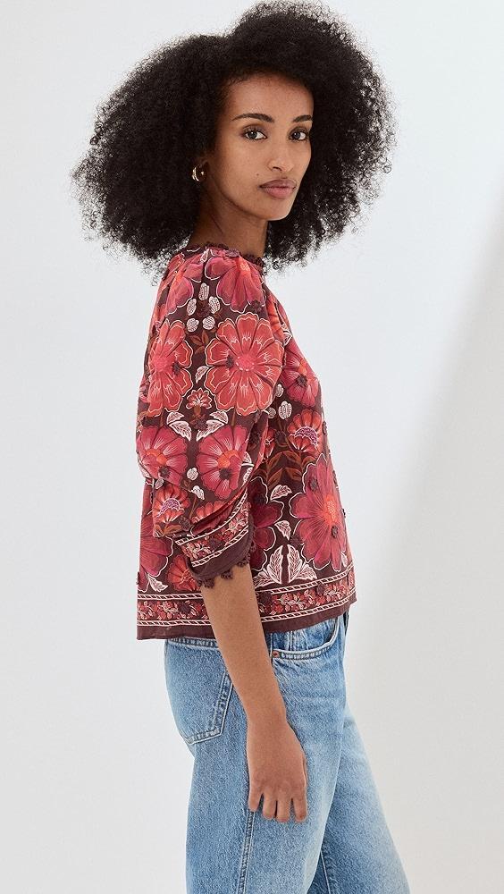FARM Rio Gigi Tapestry Brown Blouse | Shopbop Product Image