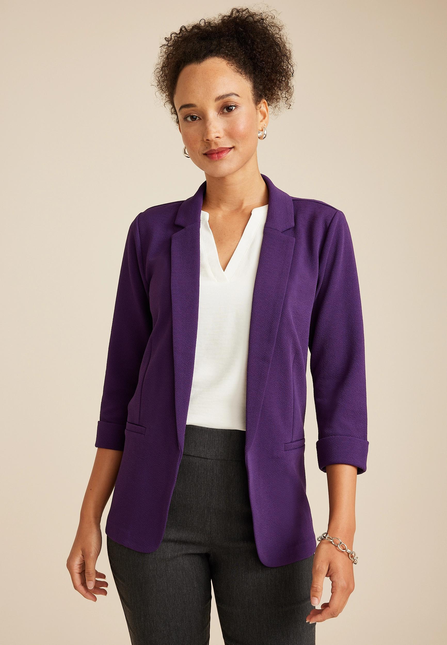 Maurices Womens Blazer Versa Open Front Brown Size Large Product Image