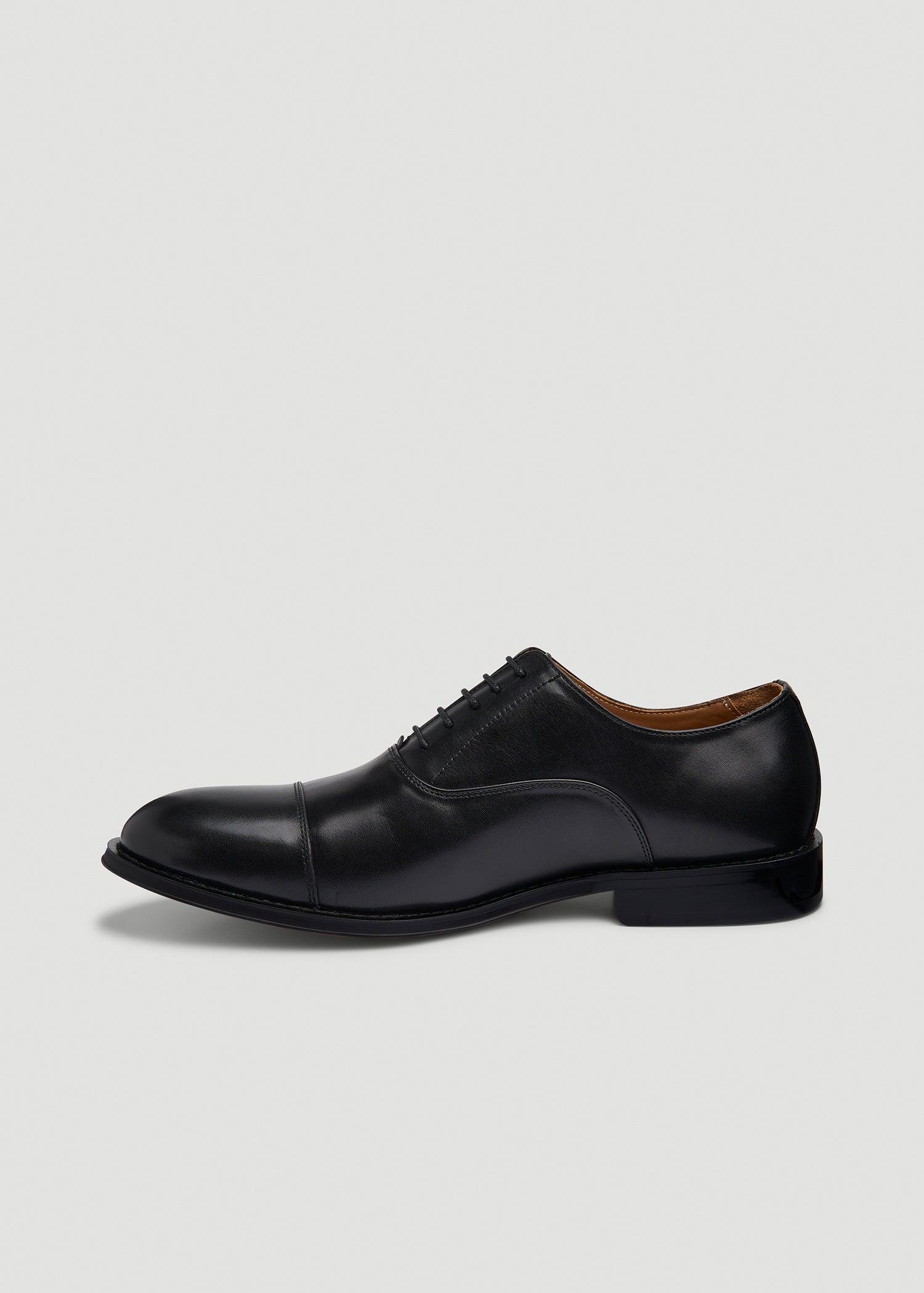 Leather Cap Toe Oxford for Tall Men in Black Product Image