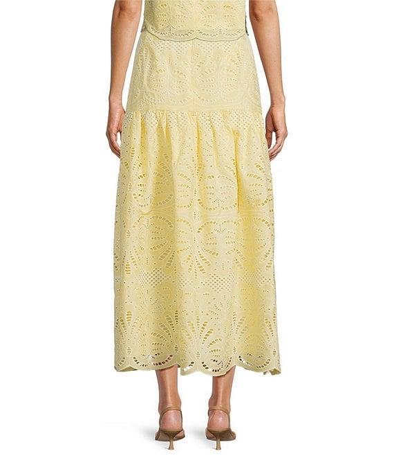 Antonio Melani Coordinating Blake Eyelet Drop Waist Midi Skirt Product Image