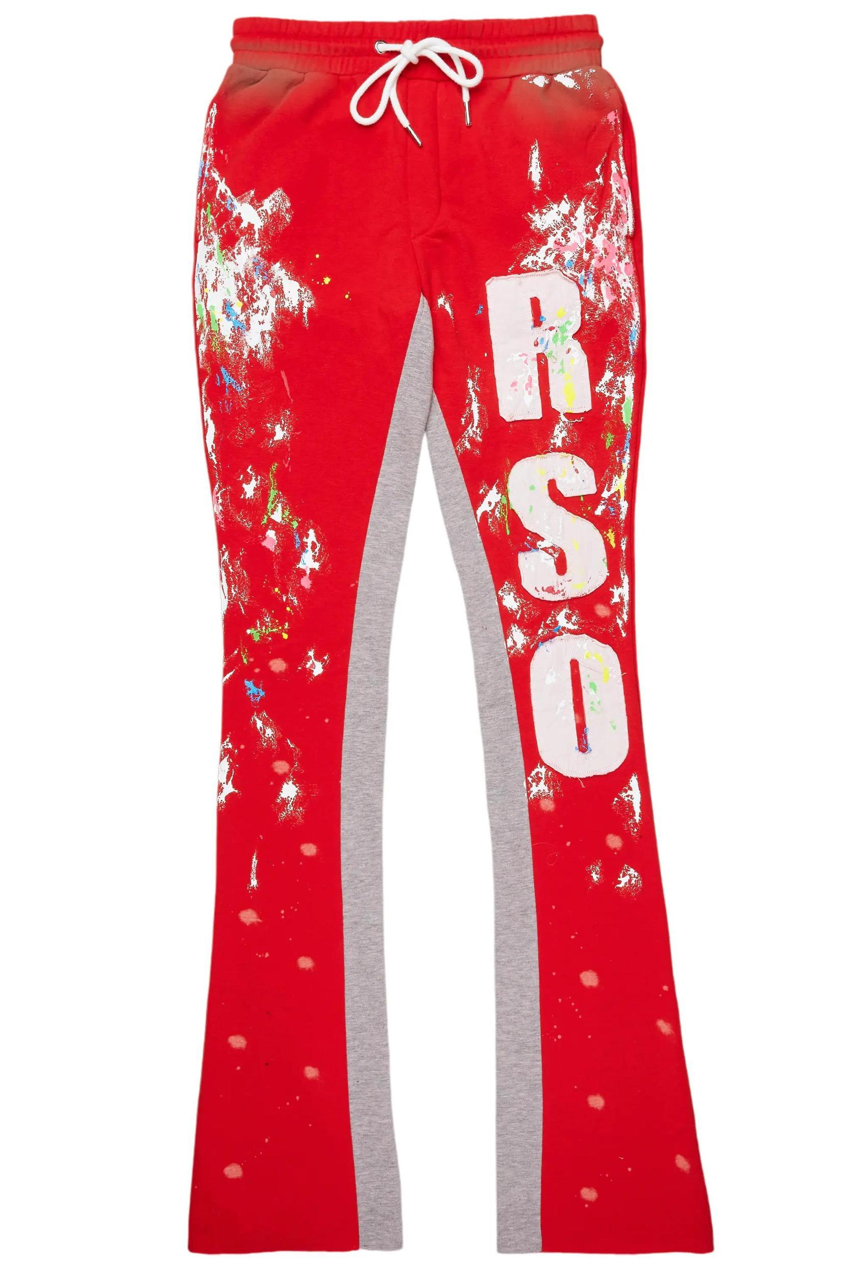 Washi Red Patchwork Stacked Flare Track Pant Male Product Image