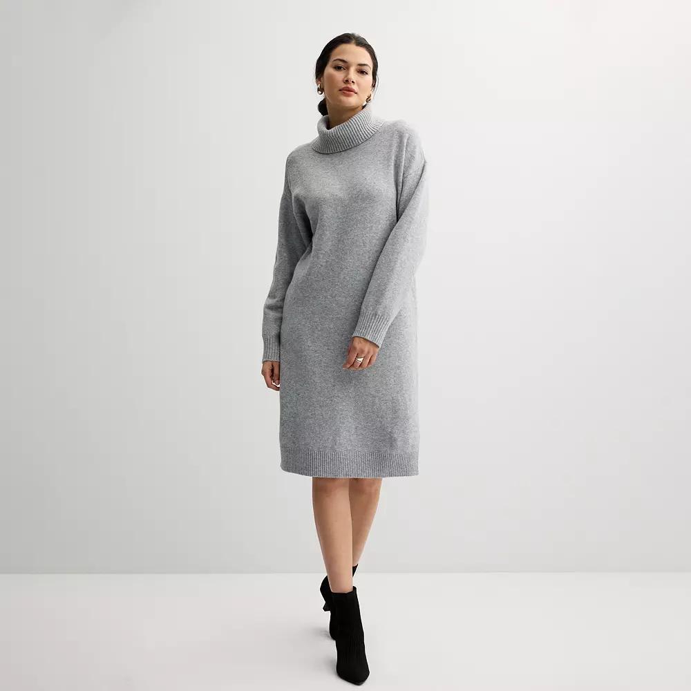 Women's Nine West Turtleneck Sweater Dress, Size: XXL, Dark Metal Grey Product Image