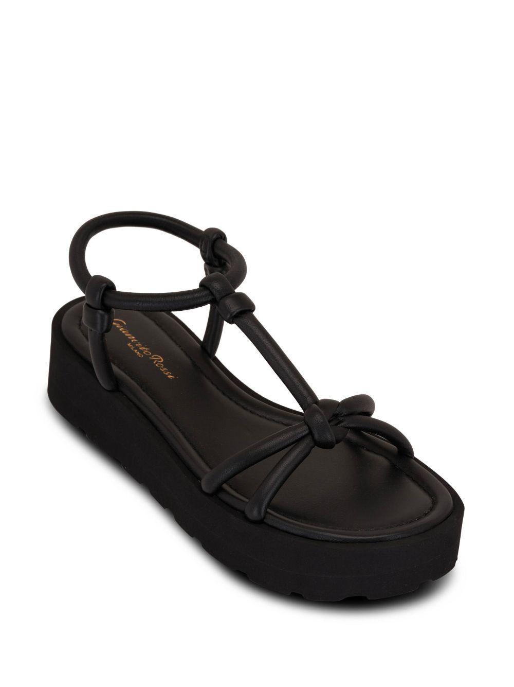 open toe flatform leather sandals Product Image