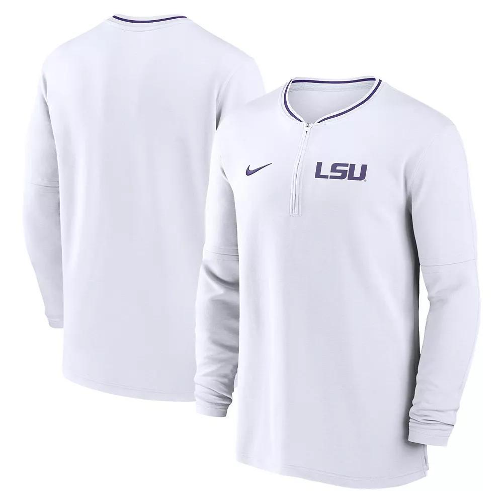 Men's Nike White LSU Tigers 2024 Sideline Coach Performance Half-Zip Long Sleeve Top, Size: XL Product Image