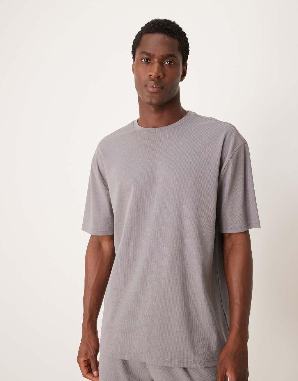 ASOS DESIGN capsule collection relaxed t-shirt and shorts lounge set in light gray Product Image