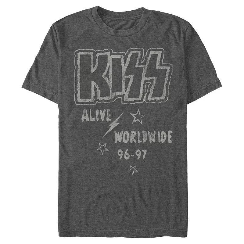 Mens Kiss Alive Worldwide 96-97 Graphic Tee Grey Heather Product Image