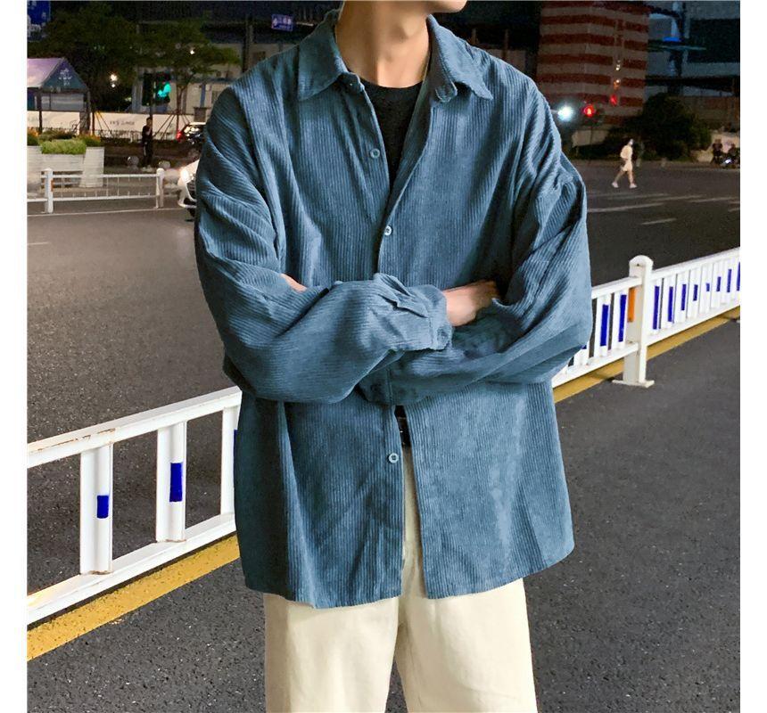 Plain Corduroy Shirt Jacket Product Image