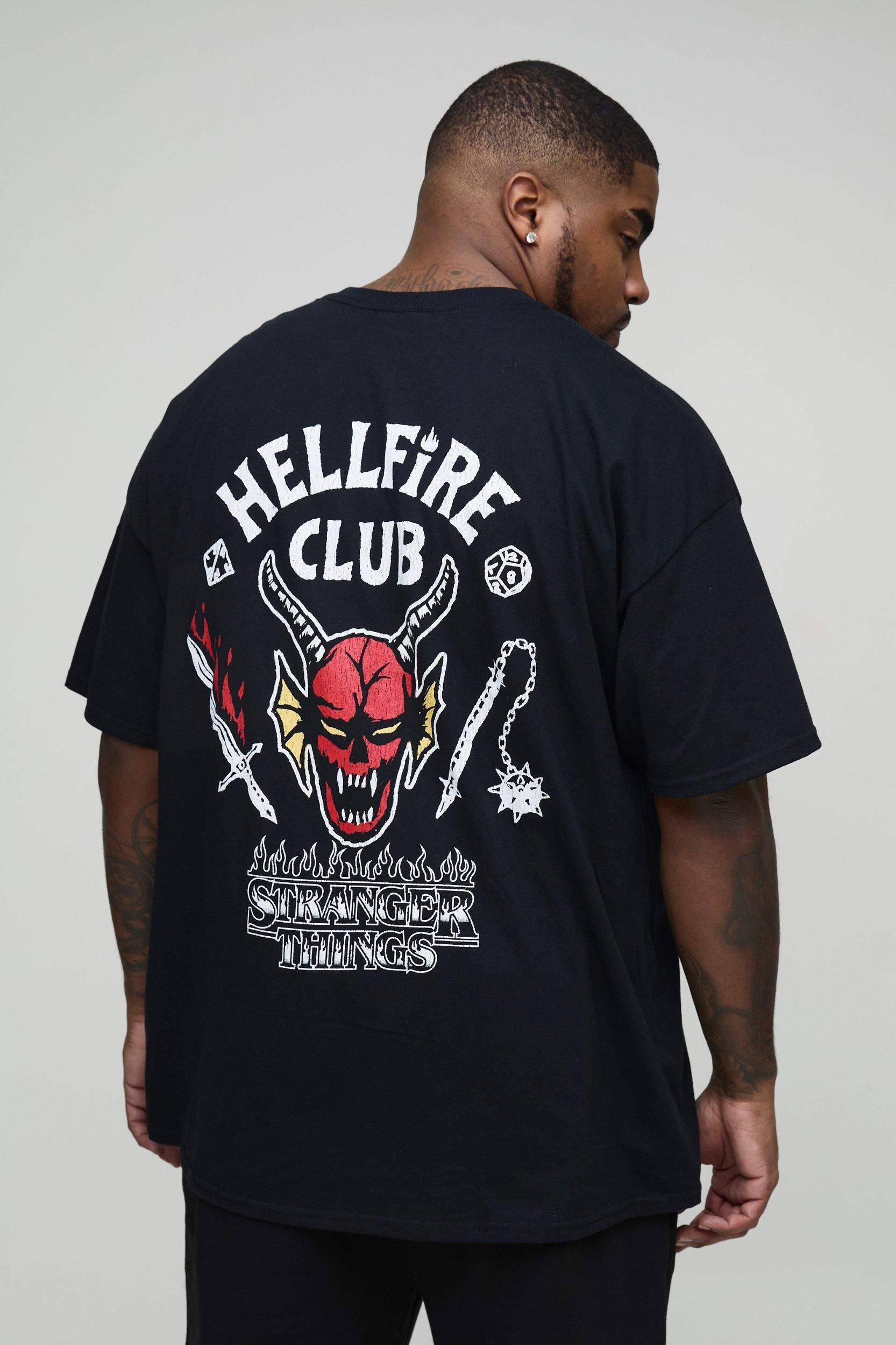 Mens Plus Stranger Things Hellfire License T-shirt - Black Product Image