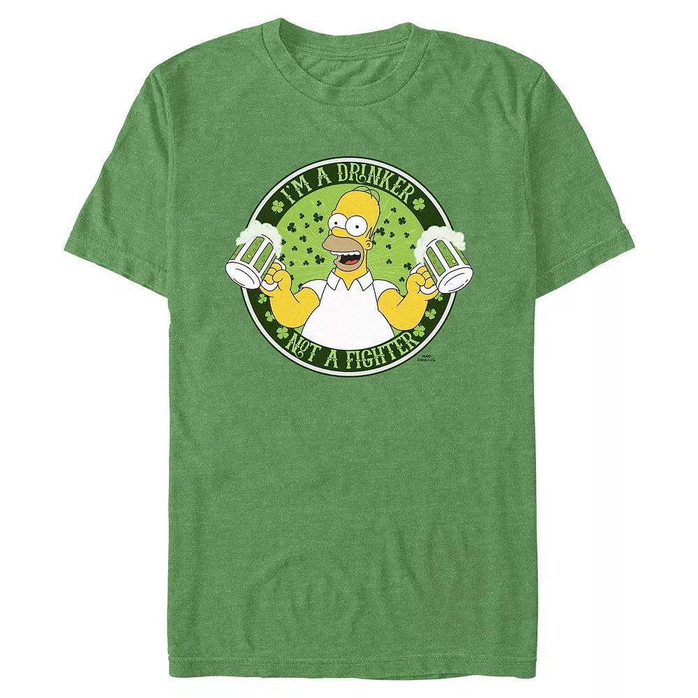 Big & Tall The Simpsons I'm A Drinker Not A Fighter Graphic Tee, Men's, Size: 4XL Tall, Kelly Grey Product Image