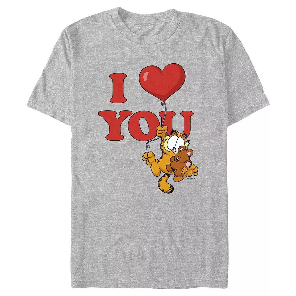 Men's Garfield I Love You Graphic Tee, Size: Medium, Athletic Grey Product Image