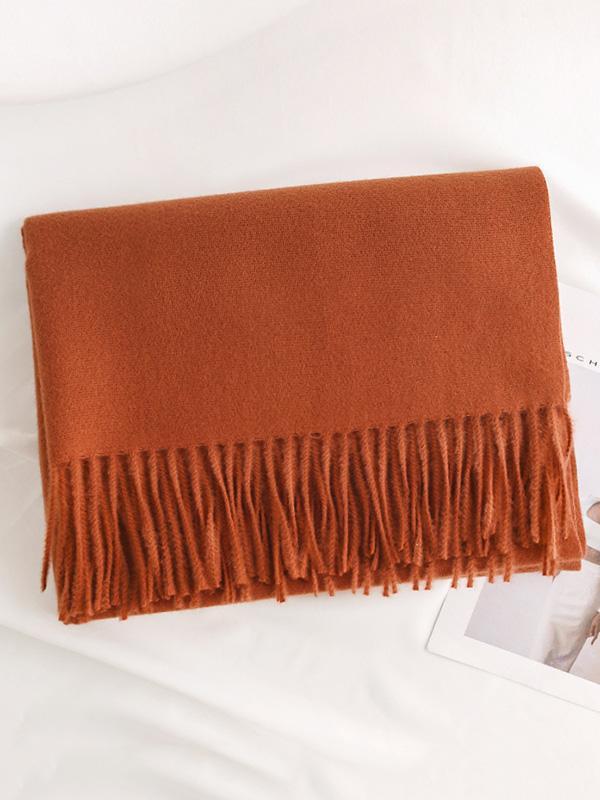Keep Warm Solid Color Tasseled Shawl&Scarf Product Image