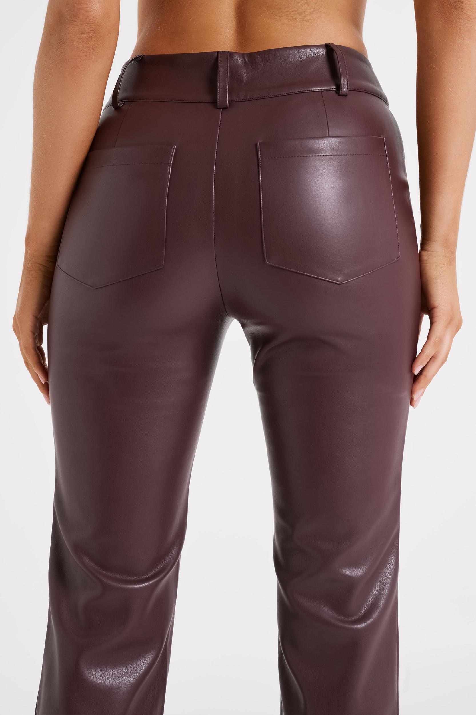 Laurette Faux Leather Straight Leg Pant - Dark Chocolate Product Image