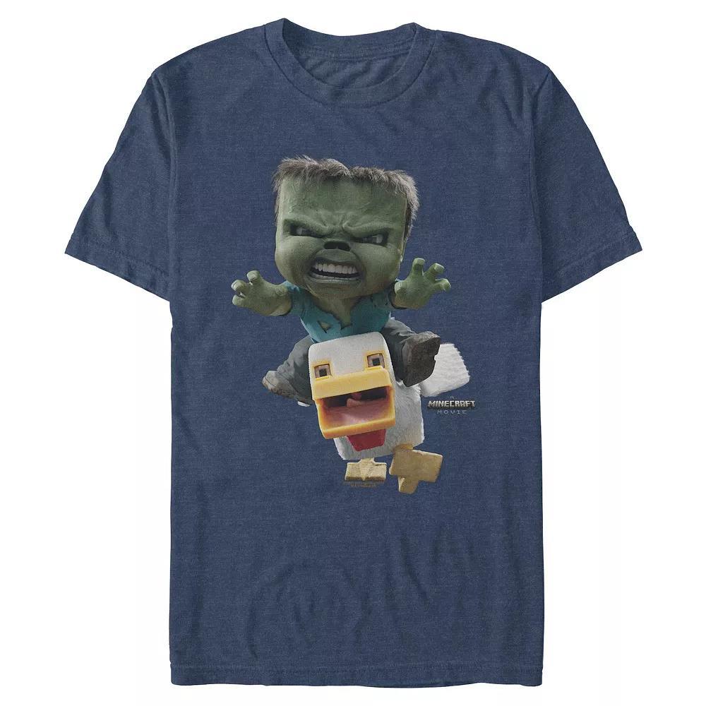 Men's Minecraft Chicken Jockey Attack Graphic Tee, Size: Large, Navy Grey Product Image