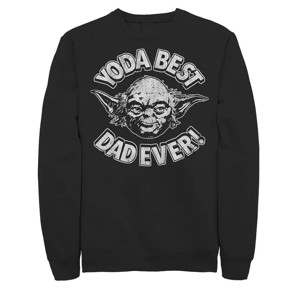 Men's Star Wars Father's Day Yoda Best Dad Ever Head Shot Stamp Sweatshirt, Size: Medium, Black Product Image