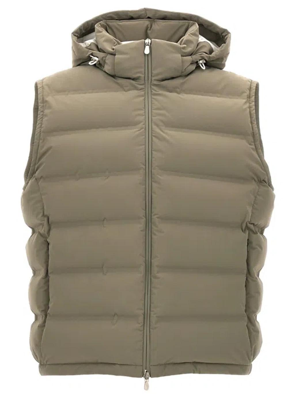 BRUNELLO CUCINELLI Hooded Vest In Green Product Image