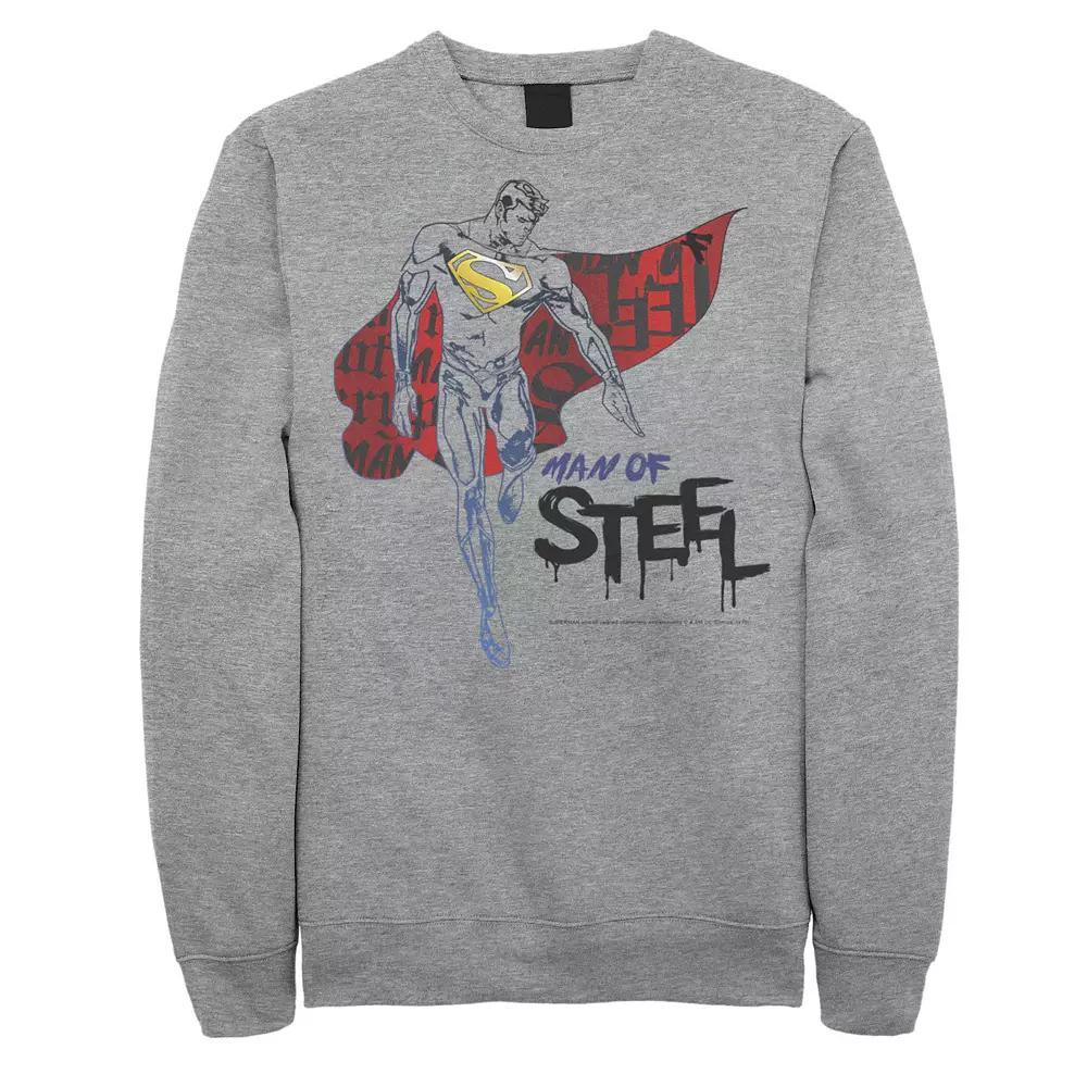 Men's DC Comics Superman Man Of Steel Cape Portrait Sweatshirt, Size: Medium, Athletic Grey Product Image