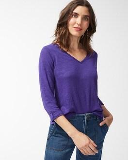 Linen 3/4 Sleeve Tee Product Image