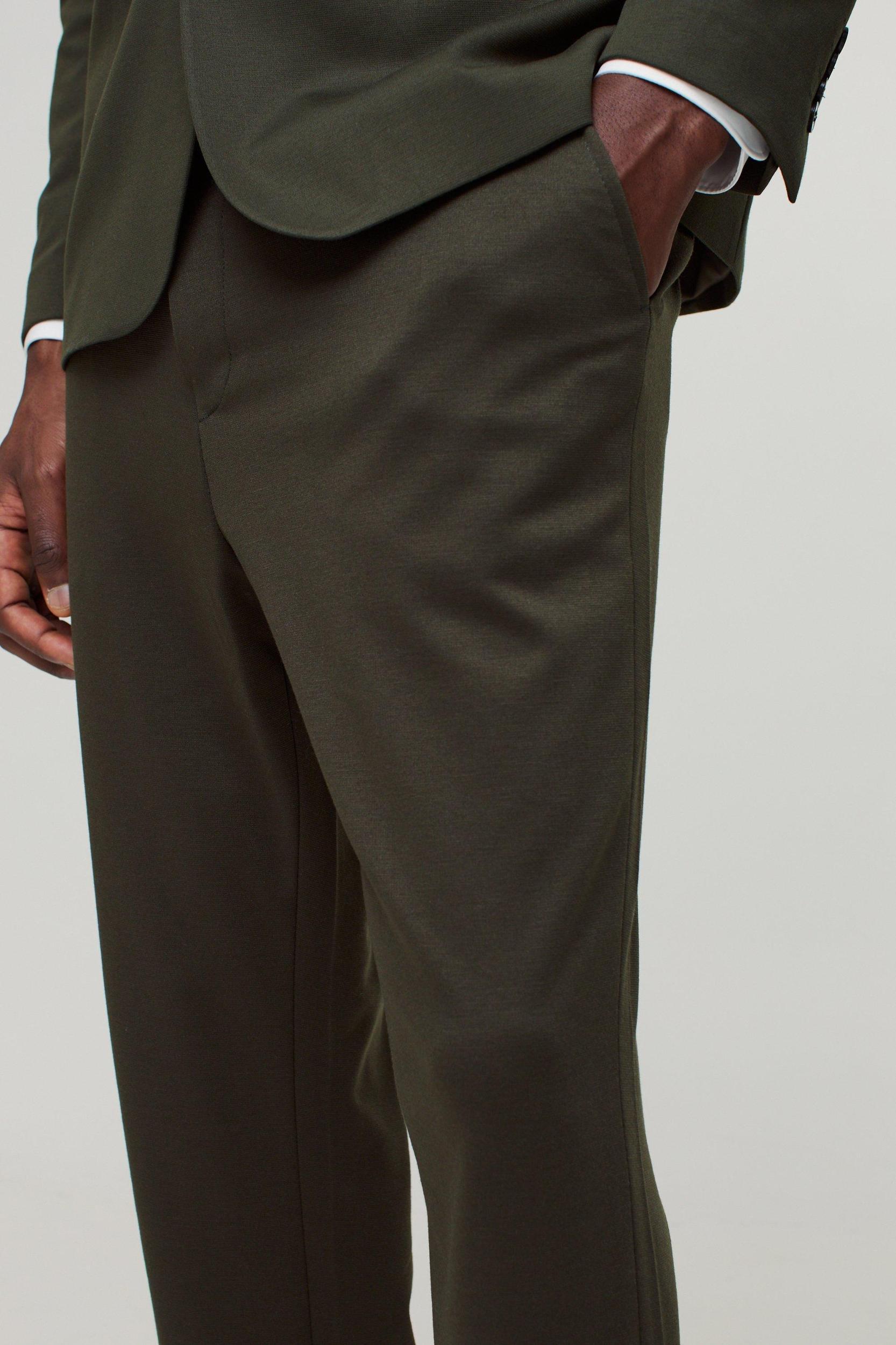 Fixed Waist Jersey Tapered Tailored Pants | boohooMAN USA Product Image