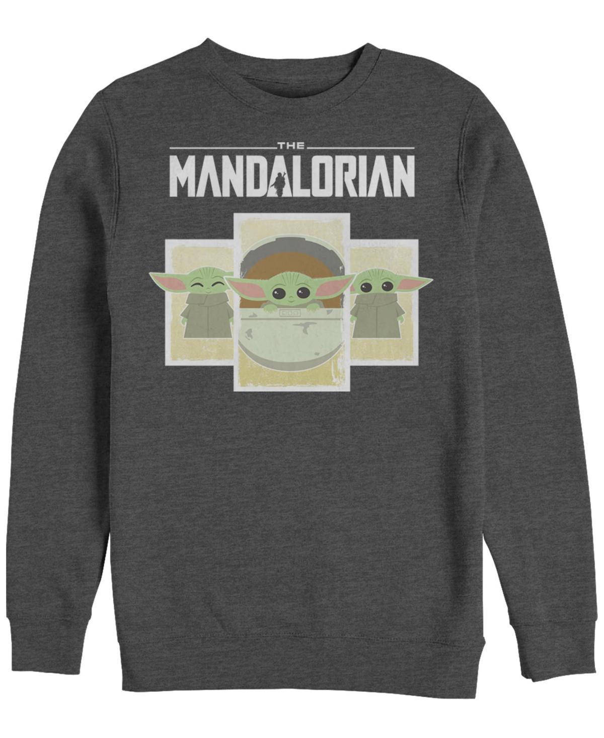 Men's Star Wars The Mandalorian The Child Cartoon Panels Sweatshirt, Size: Large, Blue Product Image
