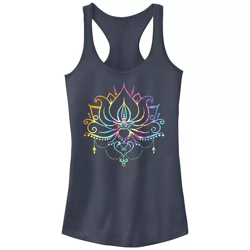 Juniors' Radial Tie-Dye Lotus Bloom Graphic Tank Top, Girl's, Size: XS, Blue Product Image