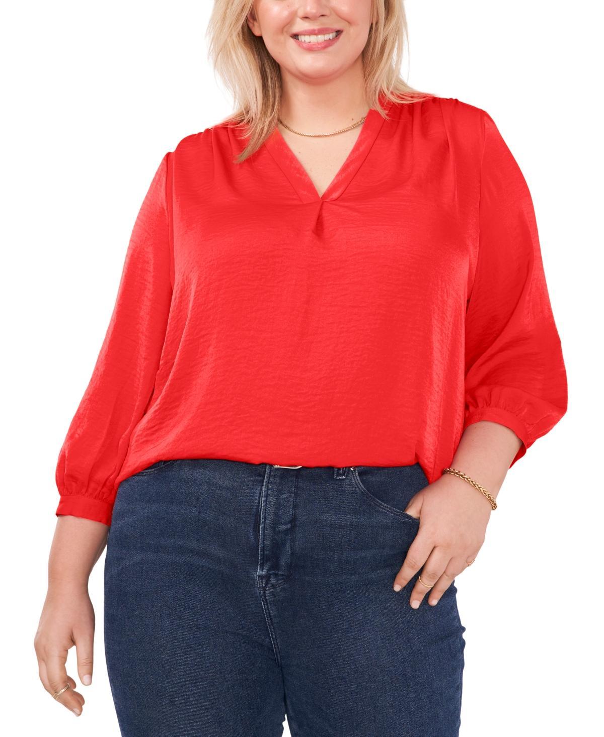 Vince Camuto Plus Size V-Neck 3/4-Sleeve Blouse Product Image