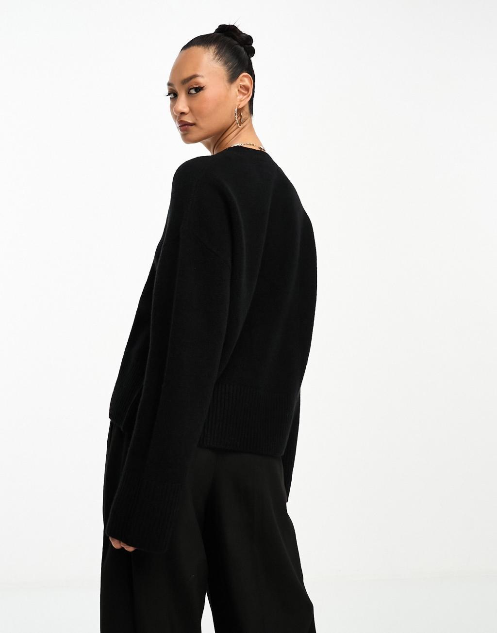& Other Stories crew neck sweater in black Product Image