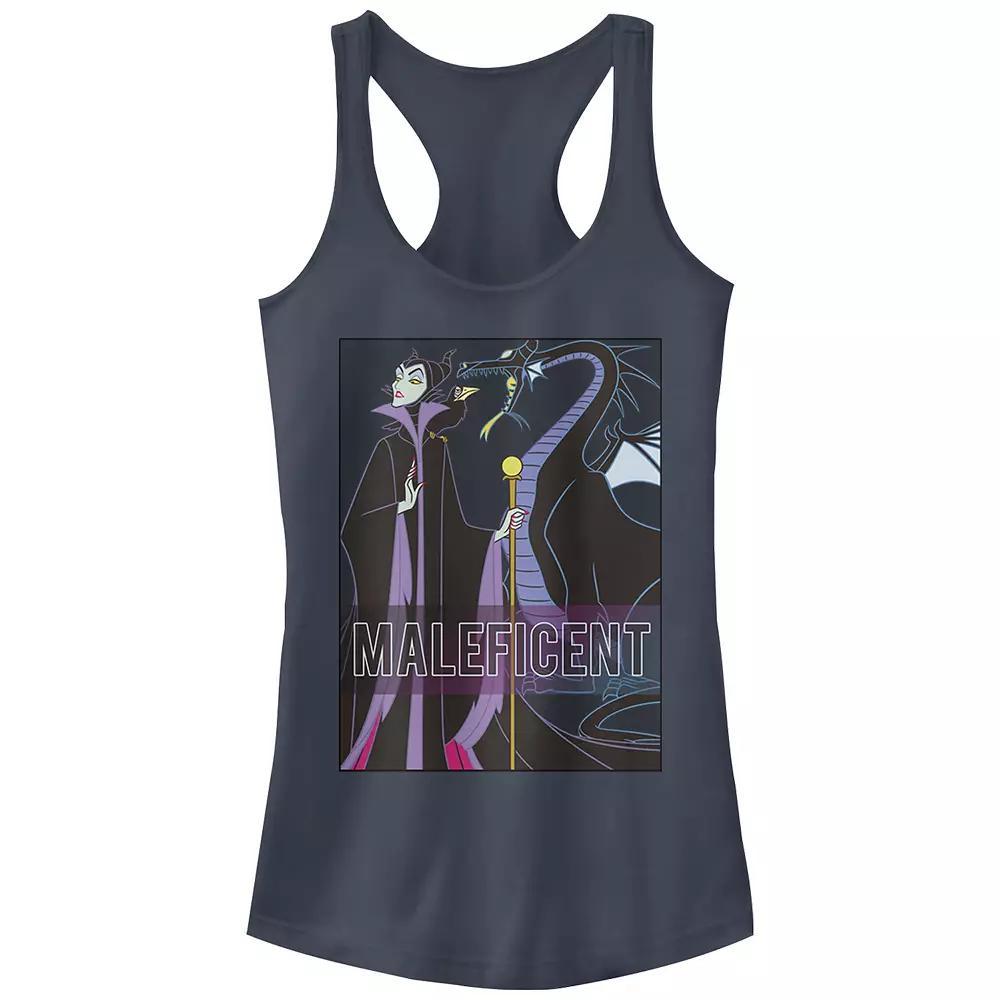 Disney Villains Sleeping Beauty Maleficent With Dragon Juniors' Racerback Tank Top, Girl's, Size: XS, Blue Product Image