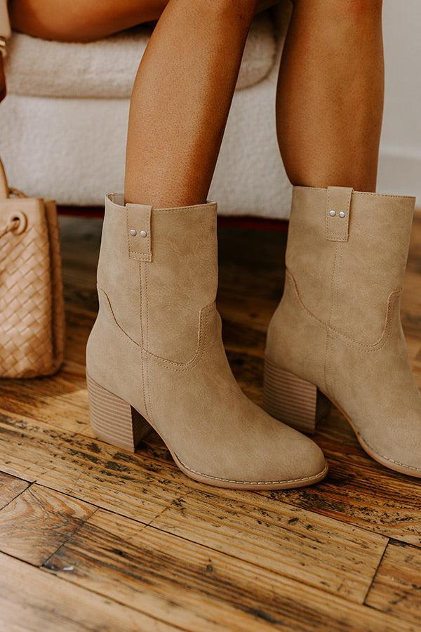 The Juniper Faux Nubuck Boot in Beige Product Image