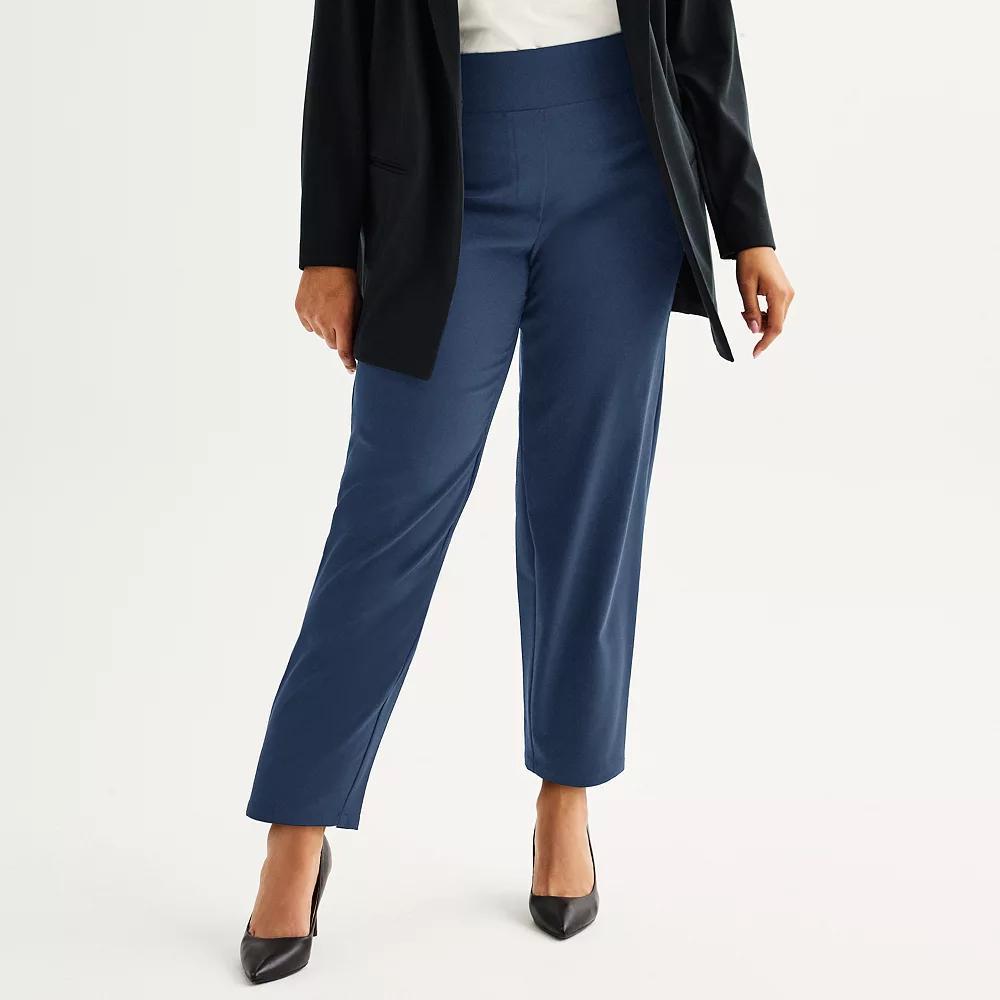 Plus Size Nine West Pull-On Straight Ankle Pants, Women's, Size: 5XL, Mineral Black Product Image