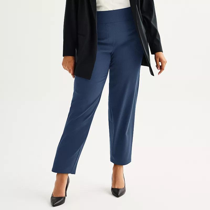 Plus Size Nine West Pull-On Straight Ankle Pants, Women's, Size: 5XL, Mineral Black Product Image