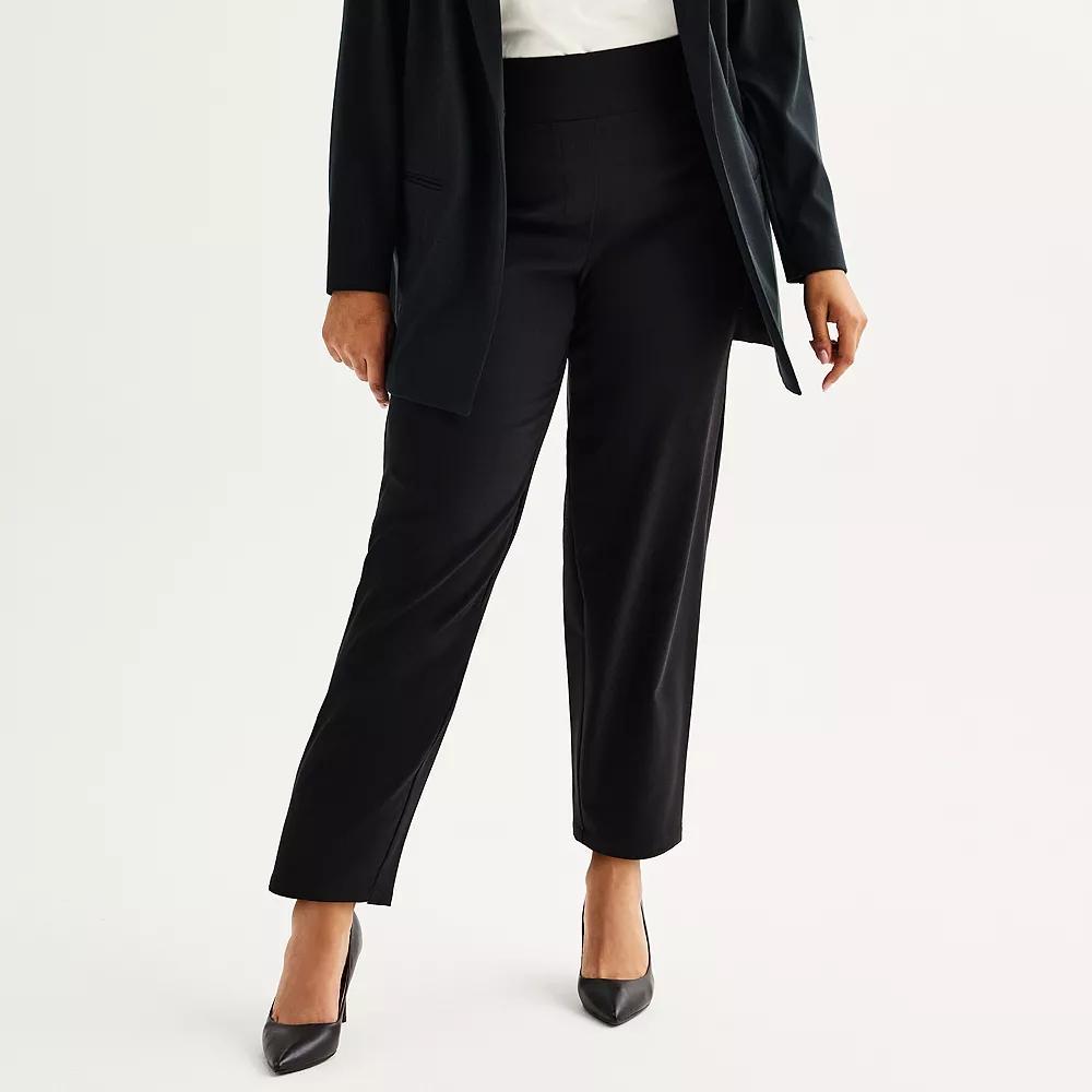 Plus Size Nine West Pull-On Straight Ankle Pants, Women's, Size: 5XL, Mineral Black Product Image