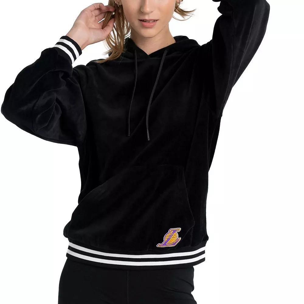 Womens Lusso Los Angeles Lakers Nellie Oversized Velour Pullover Hoodie Product Image