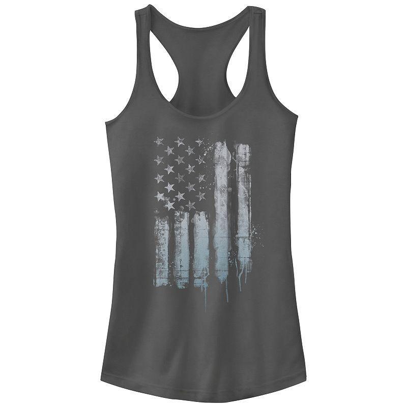 Juniors' Rustic American Flag Paint Drip Tank Top, Girl's, Size: XL, Black Product Image
