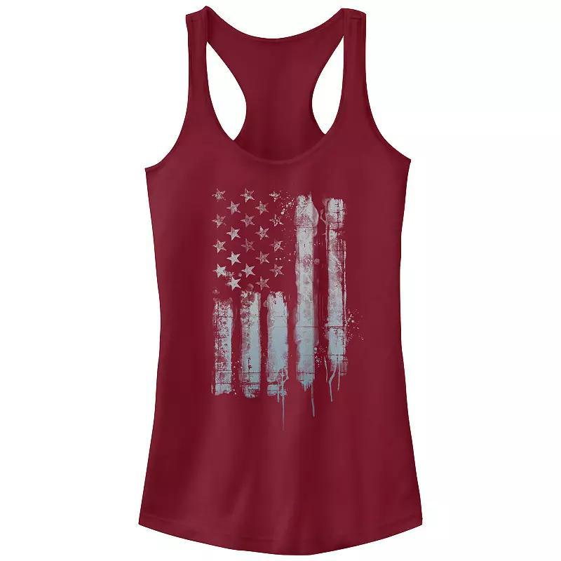 Juniors' Rustic American Flag Paint Drip Tank Top, Girl's, Size: XL, Black Product Image