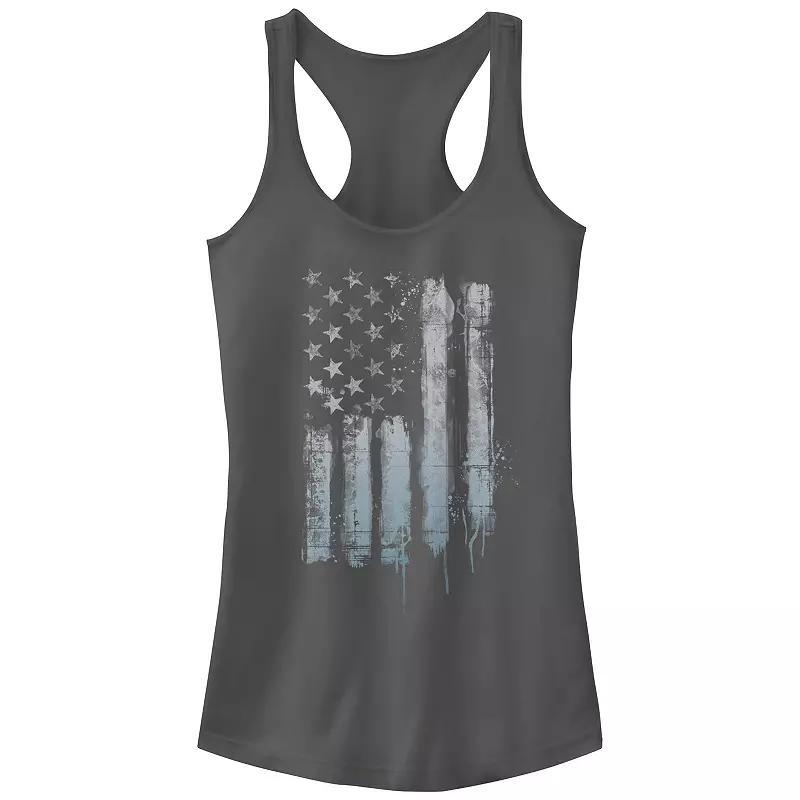 Juniors' Rustic American Flag Paint Drip Tank Top, Girl's, Size: XL, Black Product Image
