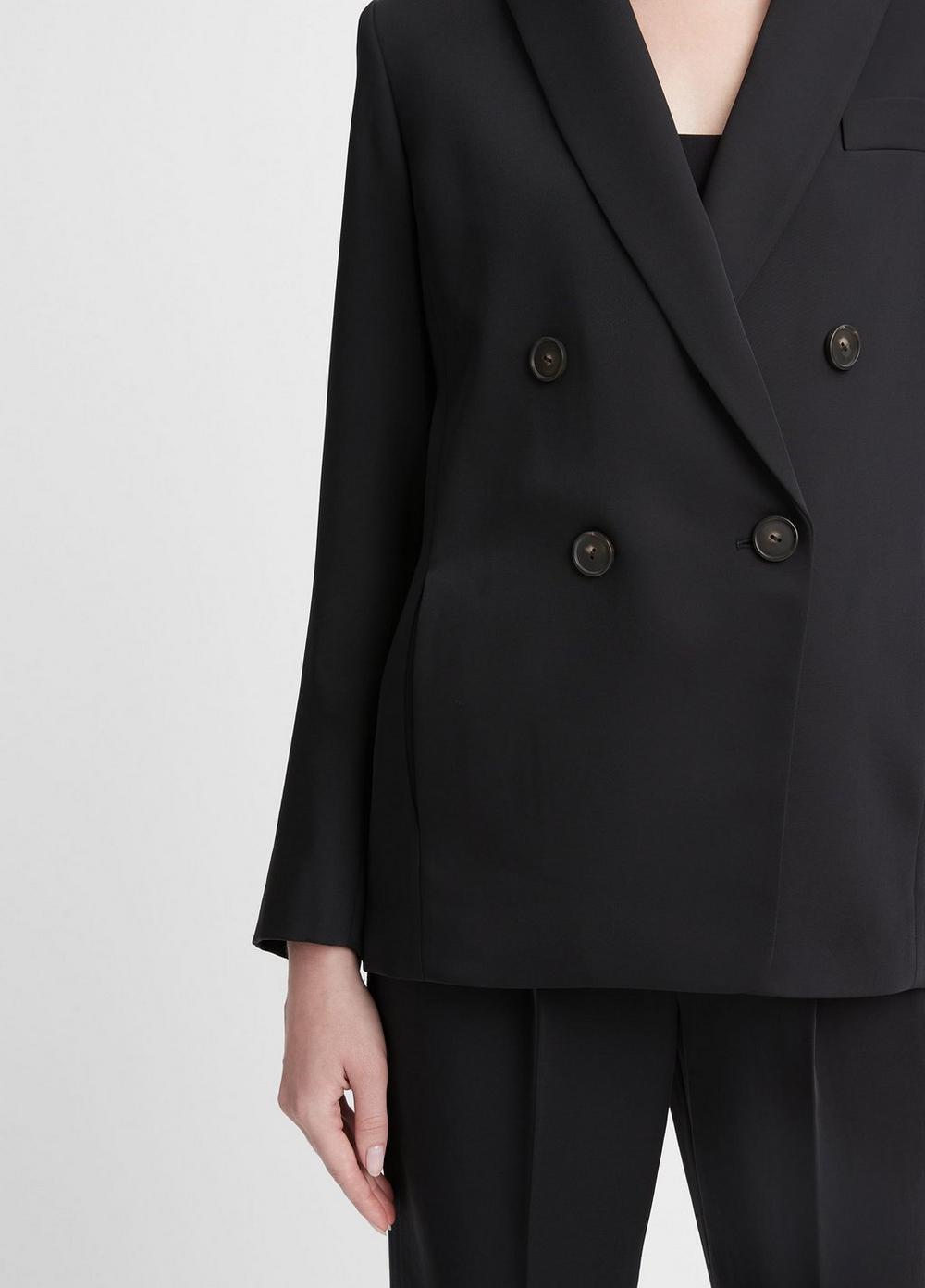 Womens Soft Double-Breasted Blazer, Black, Size 14 Vince Product Image