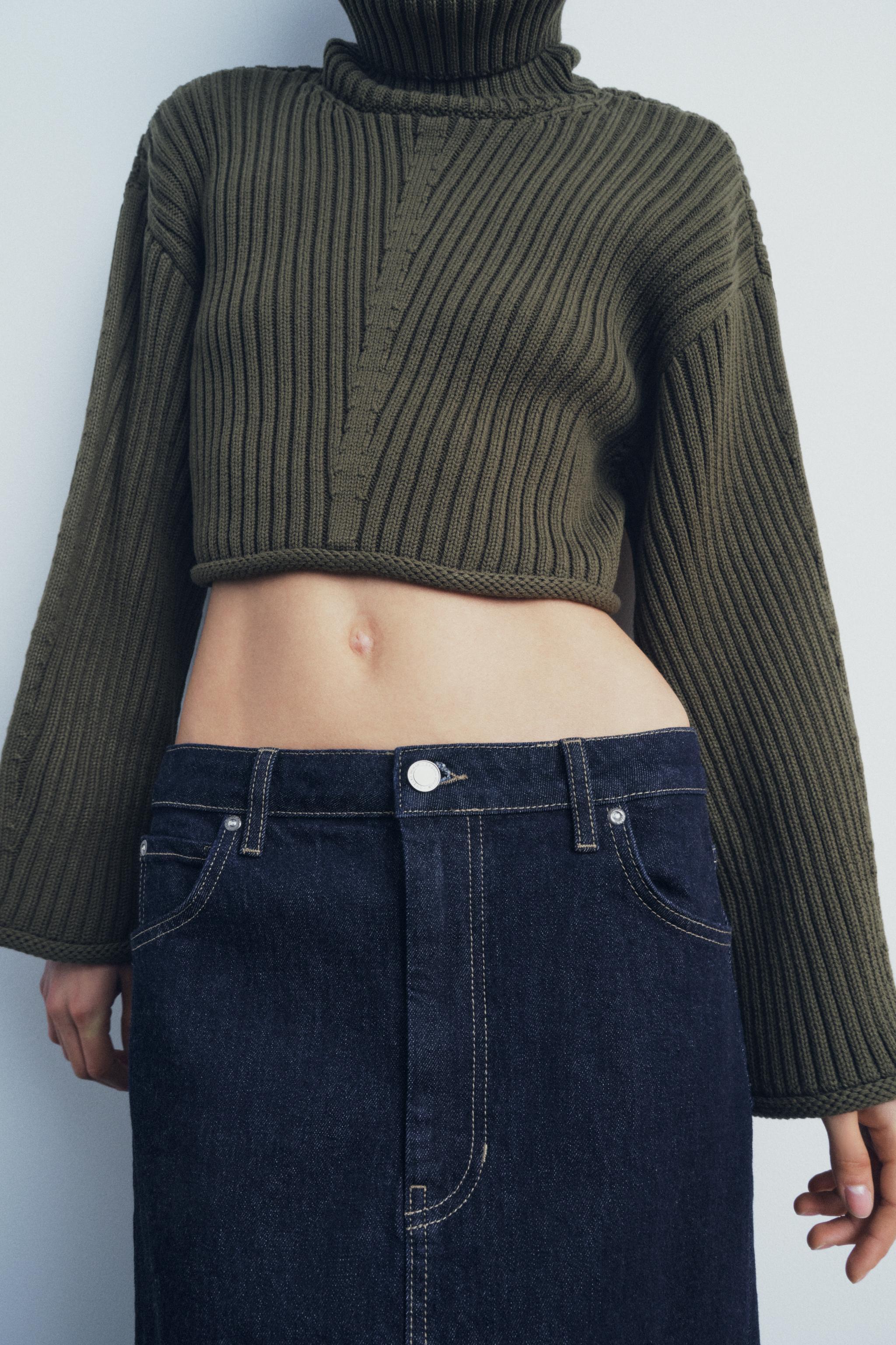 RIB KNIT CROP SWEATER Product Image