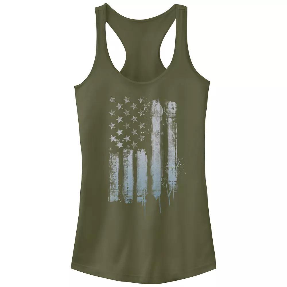 Juniors' Rustic American Flag Paint Drip Tank Top, Girl's, Size: XL, Black Product Image