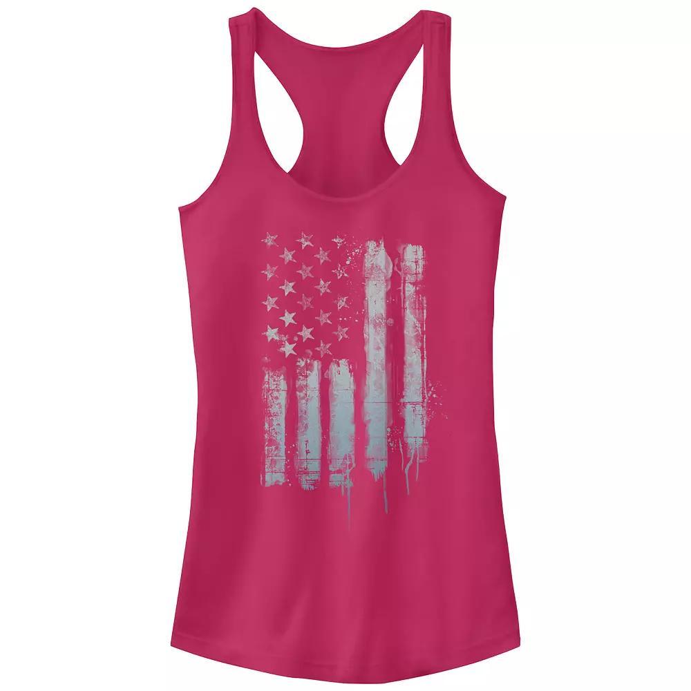 Juniors' Rustic American Flag Paint Drip Tank Top, Girl's, Size: XL, Black Product Image