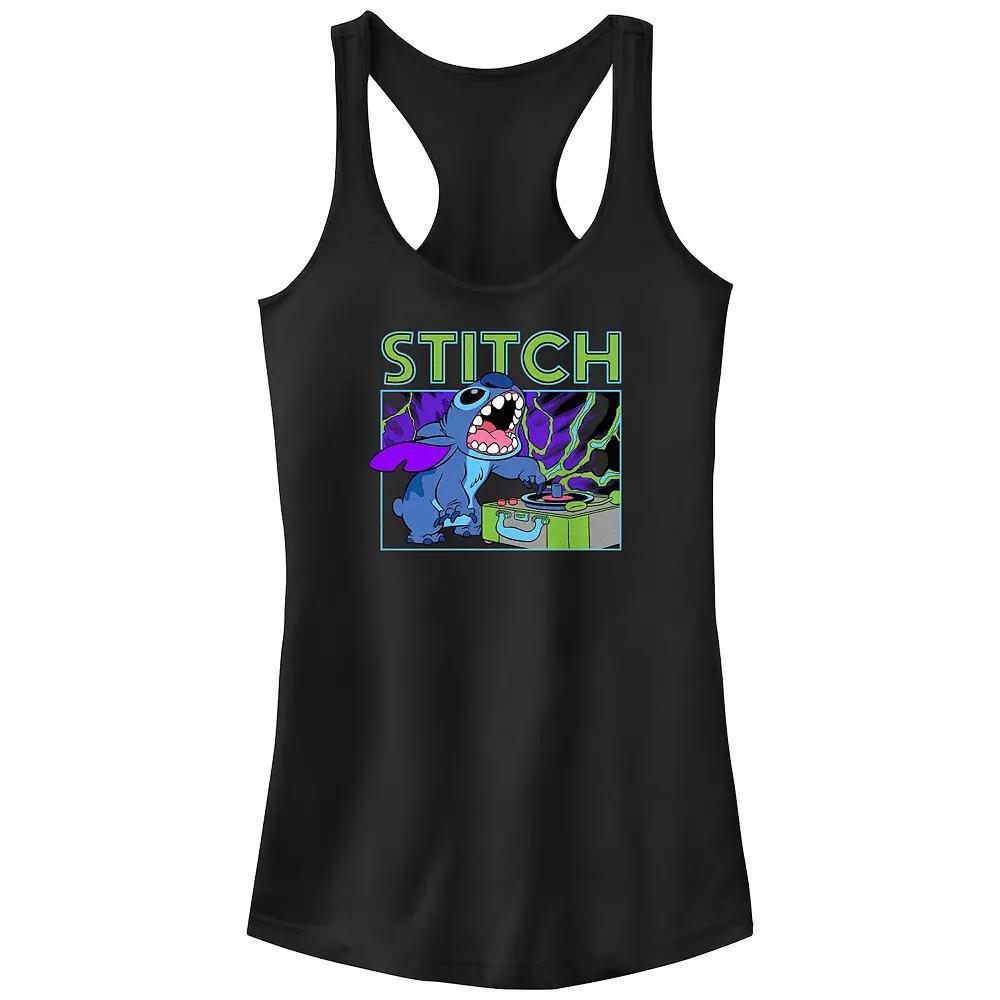 Disney's Lilo & Stitch DJ Record Player Box Juniors' Racerback Tank Top, Girl's, Size: XL, Black Product Image
