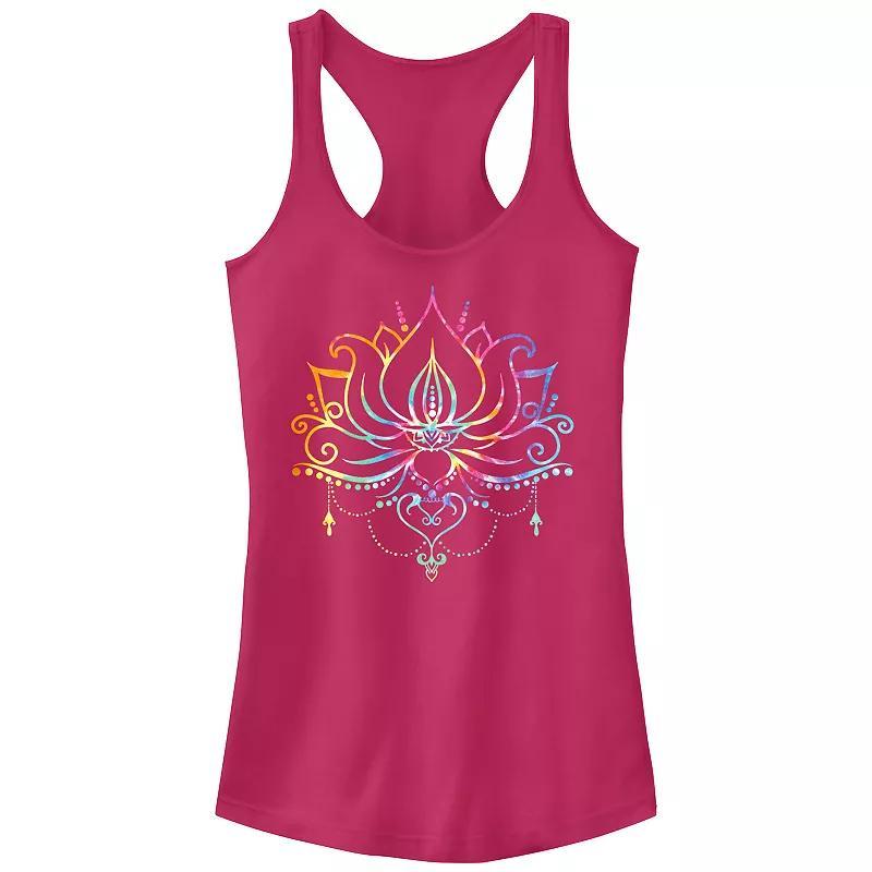 Juniors' Radial Tie-Dye Lotus Bloom Graphic Tank Top, Girl's, Size: XS, Blue Product Image